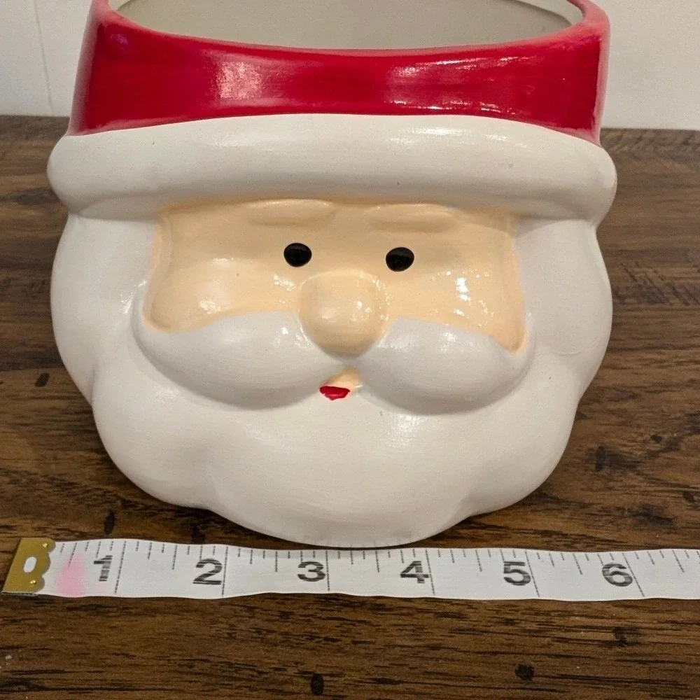 VTG Santa Claus Ceramic Head Christmas Planter, Jar, Centerpiece Decor Art